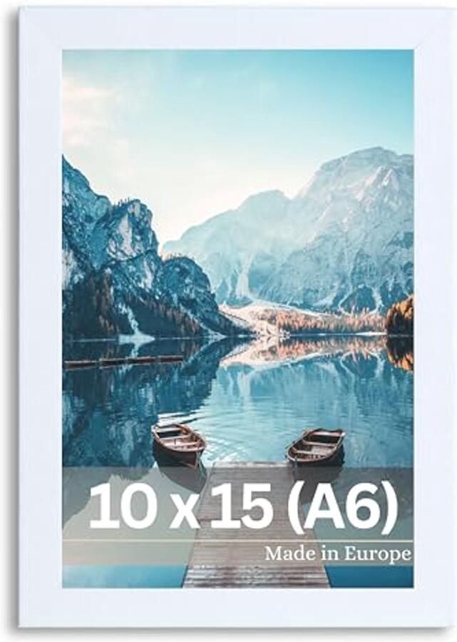 Fotolijst Hout 10x15 cm Vierkante Witte Fotolijst voor Muren en Tafels