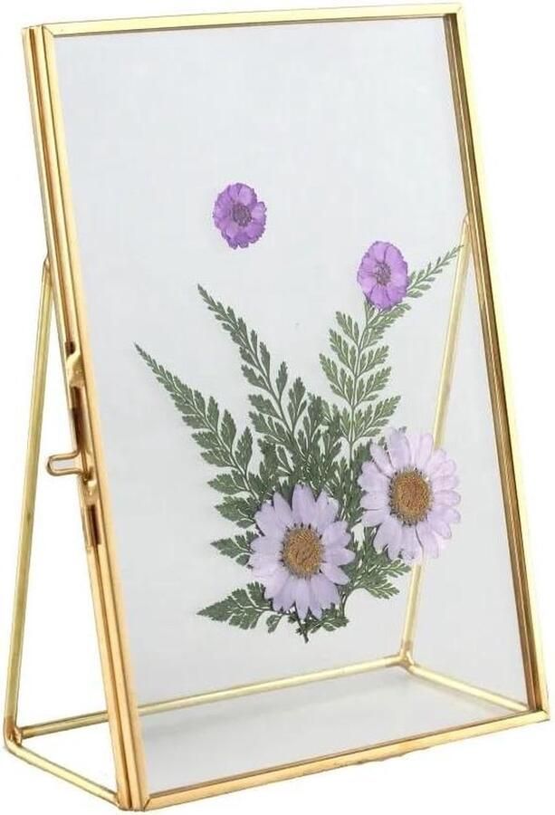 Fotolijst Rechthoek Retro Glas Metalen Desktop Fotolijst Goud Foto Display voor Bureau