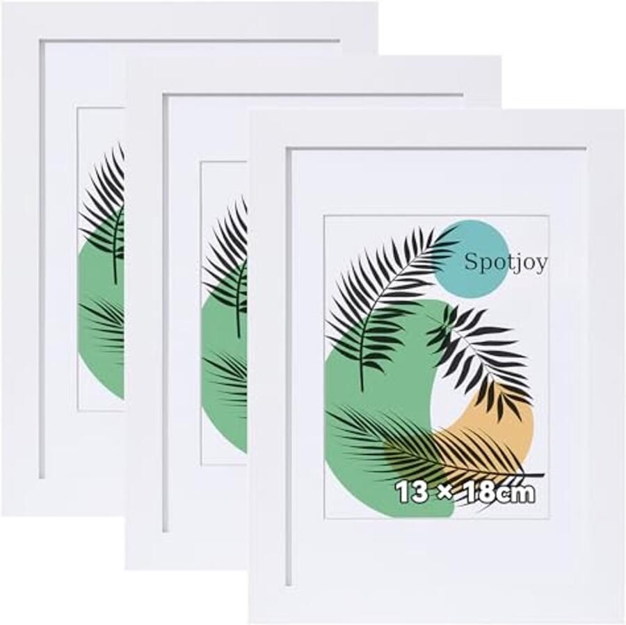 Fotolijst Set 13 x 18 cm 3 Stuks MDF Lijst met Acrylglas voor Tafel- en Wandmontage