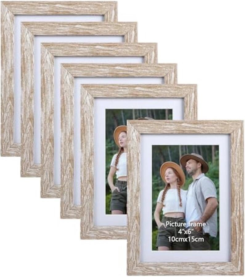 Fotolijst Set van 6 10x15 cm Beige voor Muur en Tafel