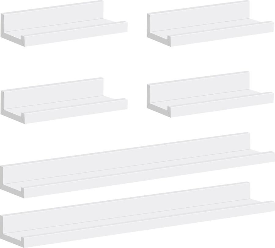 Fotolijst set van 6 fotorek fotolijst wandrek verhoogde voorkant voor decoratieve artikelen kruidenpotjes en fotolijst wit