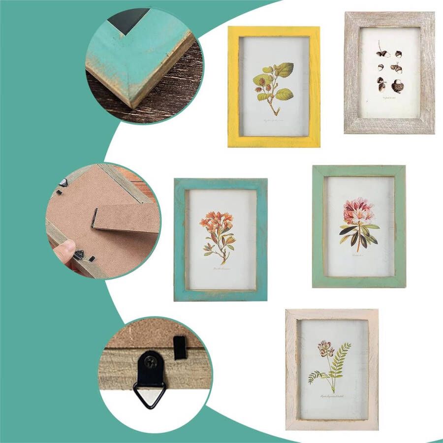 Fotolijst Vintage Antiek 1 Stuk Fotolijst 6 x 4 Fotolijst Rustieke Fotolijst Tafeldecoratie Fotolijst met Standaard Kan Opgehangen of Op Tafel Geplaatst Worden voor Kantoor Tafelblad Thuis Winkel