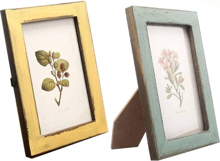 Fotolijst Vintage Antiek Pakket van 2 Fotolijsten 6 x 4 Fotolijst Rustieke Fotolijst Tafeldecoratie Fotolijst met Standaard Kan Opgehangen of Op Tafel Geplaatst Worden voor Kantoor Tafelblad Thuis Winkel