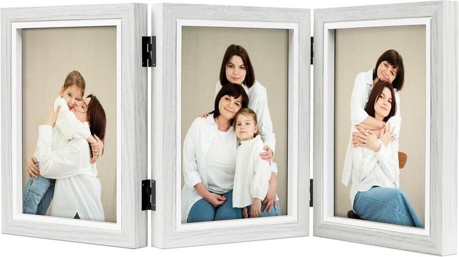 Fotolijsten 13 x 18 cm collage wit scharnier drievoudig opvouwbaar frame Bureau display cadeau moeder vriendinnen