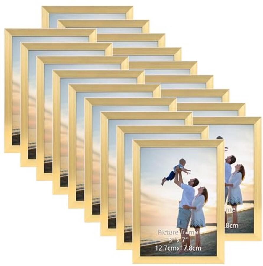 Fotolijsten Set van 18 13 x 18 cm voor Muur en Tafel in Goud