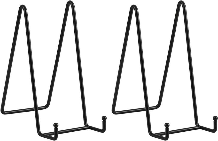 Fotolijstje standaard 2 Stuks Houder Metaal Bordenhouder Sierborden Display Boeken Rek Keukenkast Bordenstandaard Voor foto's lijsten kleine borden sportkaarten huisdecoratie 13×9×17cm Zwart