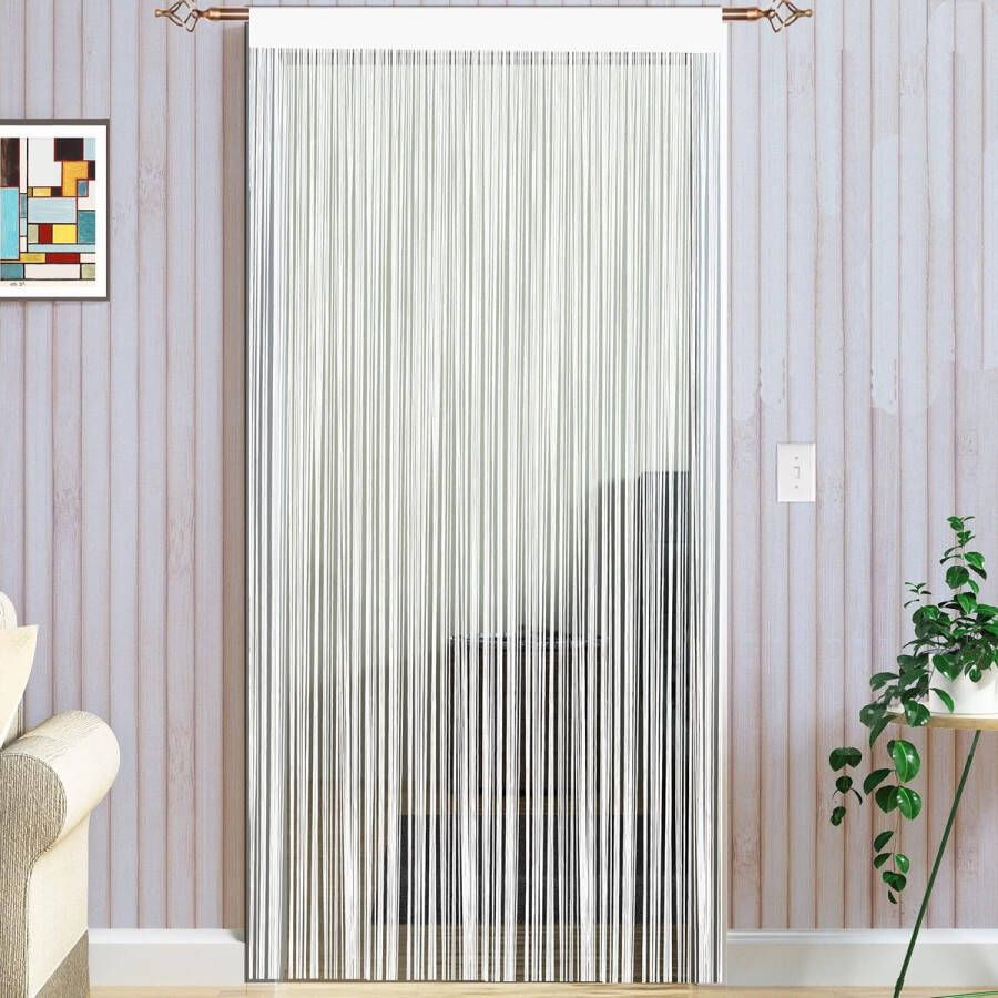 Fransenvorhang roomdivider met creatief draad-Design textiel wit B X l245 cm (35 x 96 )