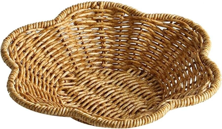 Fruitschaal Ronde rieten mand Gegolfde serveermand Eettafelblad Gebogen gegolfd geweven dienblad Opbergblad voor op de salontafel