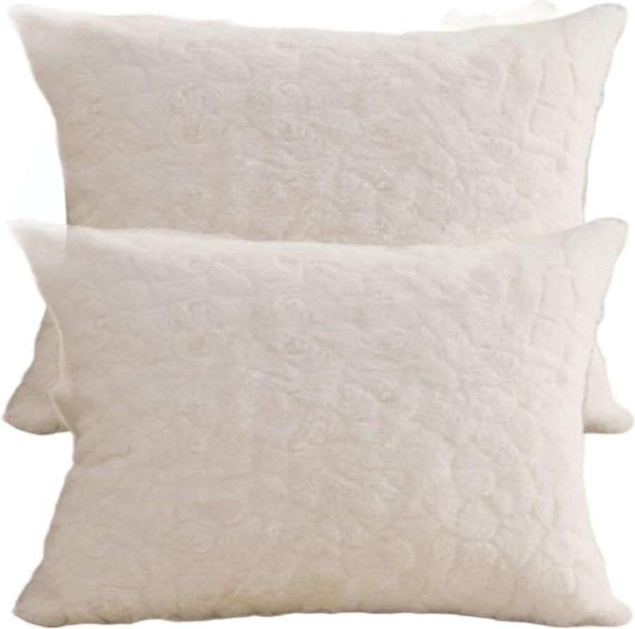 Furnibella -Set van 2 Kussenslopen 50x70 cm – Beige Sierkussenhoezen voor Bank of Slaapkamer – Zacht Groot Decoratief Met Ritssluiting