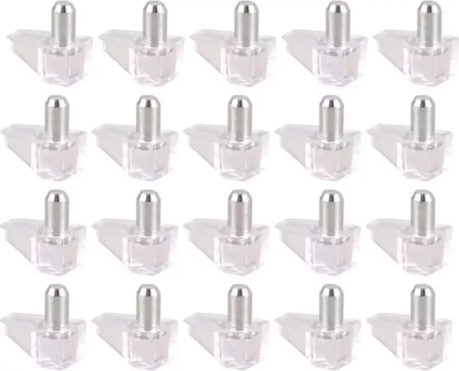 FSW-Products FSW-s 10 Stuks Kastplandragers Ø5 mm Plankendrager Dragers voor kasten of keukenkastjes Transparant RVS Legplankdrager Schap drager Bevestiging haken voor kasten Plankdragers