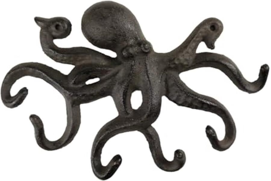 FTWDesign kapstokhaak maritieme wanddecoratie octopus kapstokhaak gemaakt van gietijzer