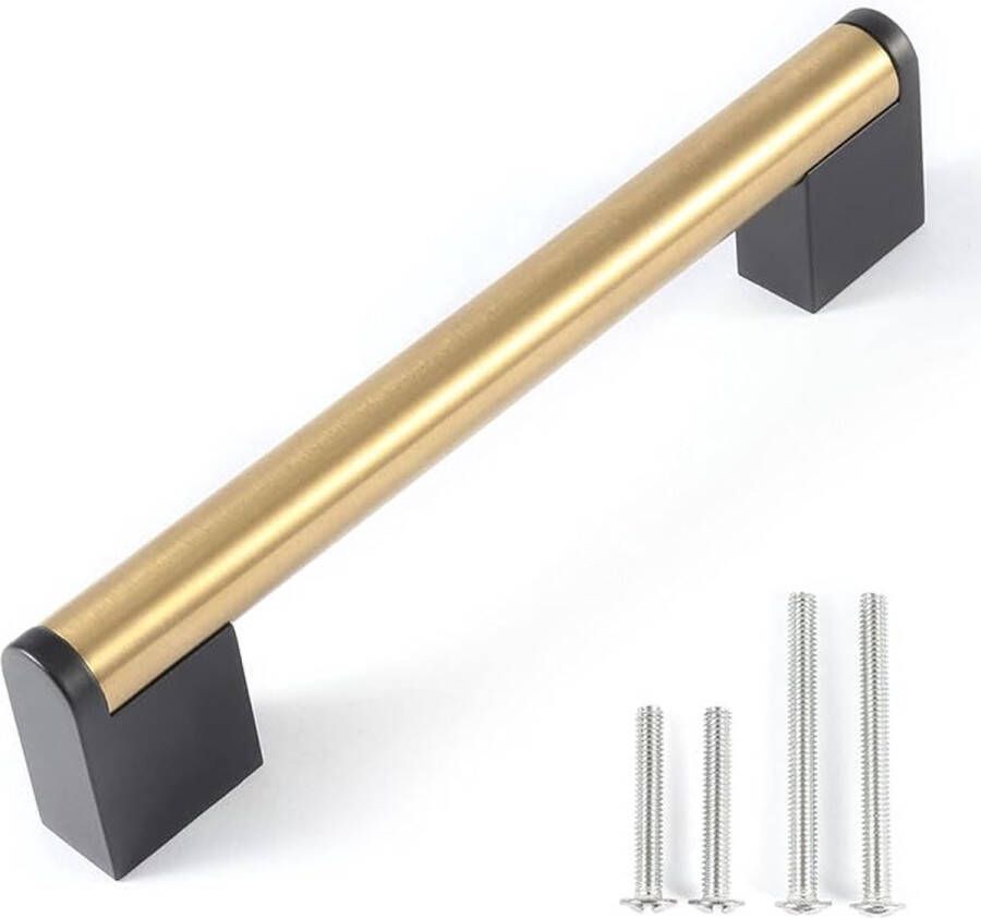 Fulgente 10 stuks 128 MM slaapkamer kastdeur keuken kast railgreep zwart-goud Roestvrij Staal 5'' voor Keuken Kantoor Laden Kast Meubels