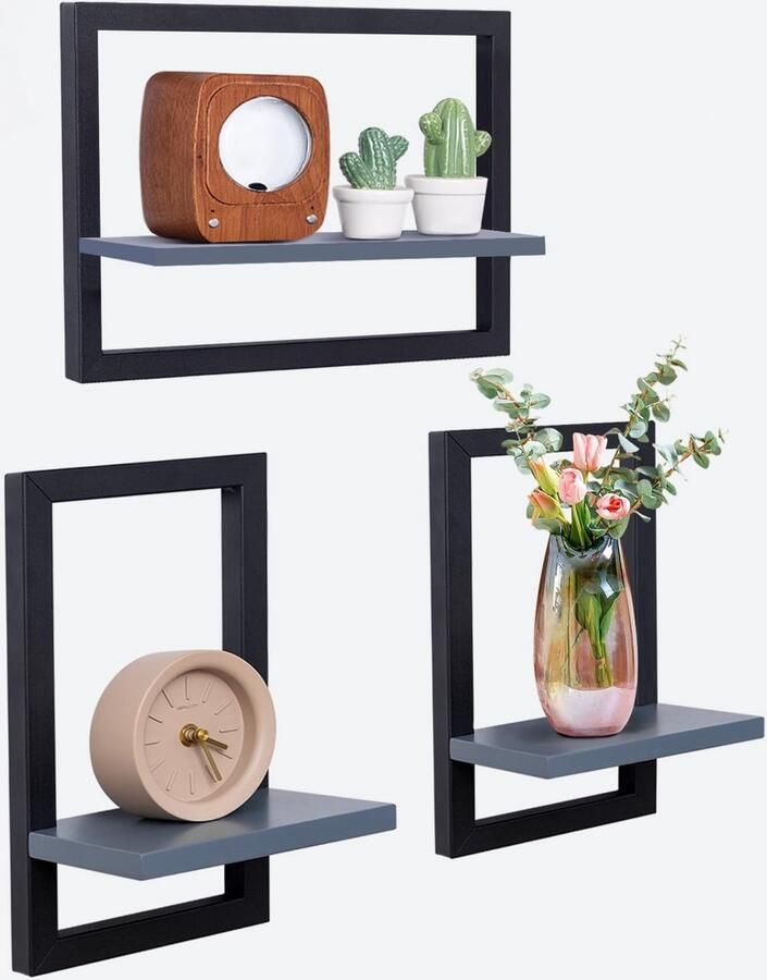 Unyqoos Stijlvolle Set van 3 Zwevende Wandplanken voor Functionele Decoratie in Huiselijke Ruimtes