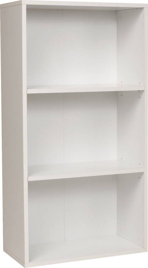 Furni24 Brede boekenkast met 3 vakken wit 60x31x115 cm