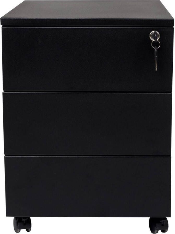 Furni24 Thuiskantoor bureauset 140 x 80 x 75 cm zwart beuk inclusief stalen ladekast op rollen met 3 laden in antraciet - Foto 2