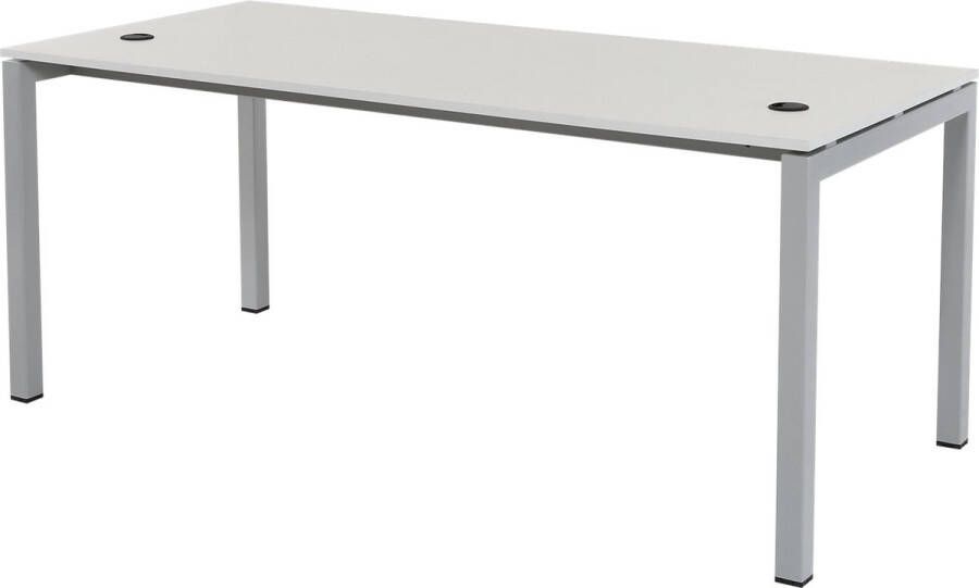 Furni24 Bureau Tetra kantoortafel homeoffice multifunctioneel tafel 180 x 80 x 75 cm grijs decor zilver RAL 9006