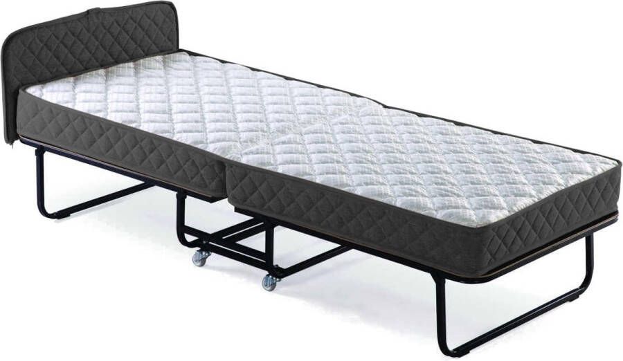 Furni24 Comfort logeerbed Vesalia vouwbed inclusief Matras opklapbed 90x200 cm zwart donkergrijs