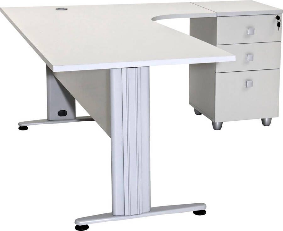 Furni24 Dona hoekbureau met ladekast grijs decor 180 cm x 120 cm x 74 cm inclusief kast met lades hoek naar rechts - Foto 2