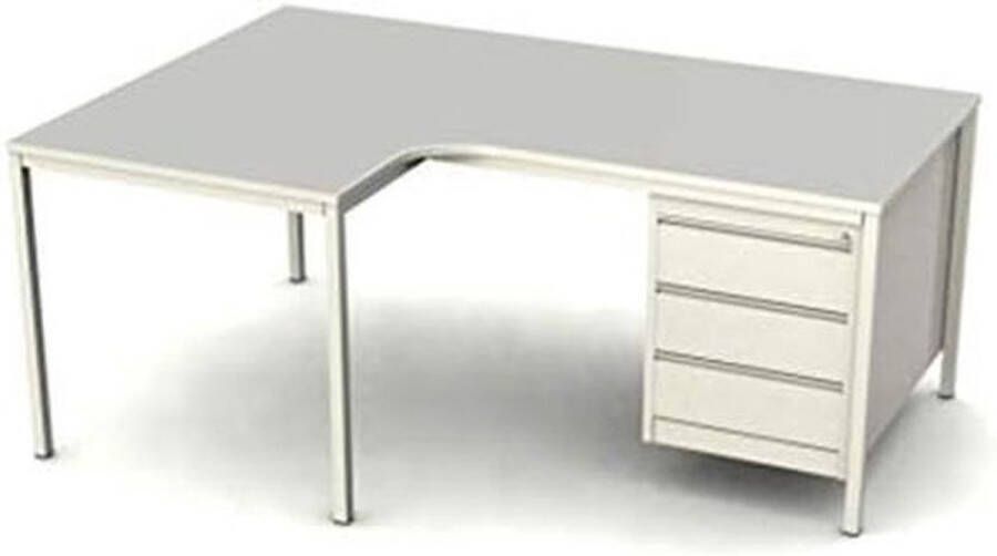 Furni24 Hoekbureau bureau computerbureau incl. onderbak grijs RAL 7035 (180 cm x 120 cm x 75 cm) hoek links