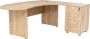 Furni24 Hoekbureau Gela houten onderstel decor saffier eiken 180 x120 x74 cm inclusief zijbak schuin naar rechts - Thumbnail 1