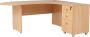 Furni24 Hoekbureau met ladeblok Gela houten poten beukendecor bureau 180 cm x 120 cm x 74 cm inclusief ladekast hoek naar rechts - Thumbnail 1