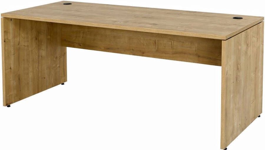 Furni24 Nuvi bureau 180 cm x 80 cm x 75 cm saffier eiken decor inclusief kabelgoot en monitorstandaard