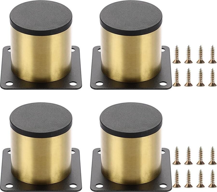 Goodivery Furniture Feet Set van 4 Roestvrijstalen Meubelpoten 5 cm Poten voor Stoelen Tafel Kast Bureau Bank Meubelpoten met Schroeven Eenvoudige Montage Rond (Goud)
