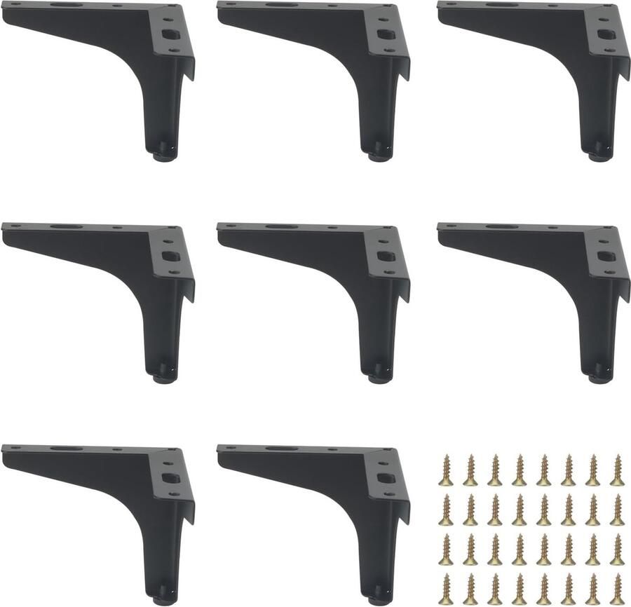 Furniture Feet Set van 8 Zwart Metalen Meubelpoten Driehoekige Meubelpoten met Schroeven