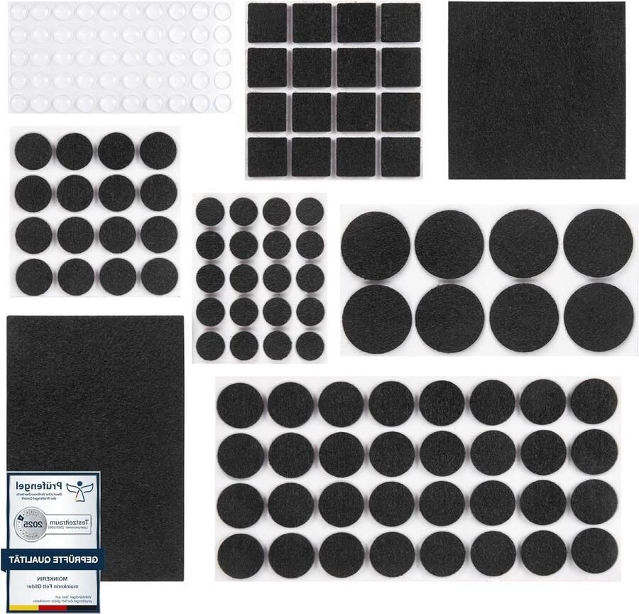 Furniture Glides 144 Pieces (Square and Round) Black 3 mm for Furniture Legs Chair Legs Hard Wood Floors
