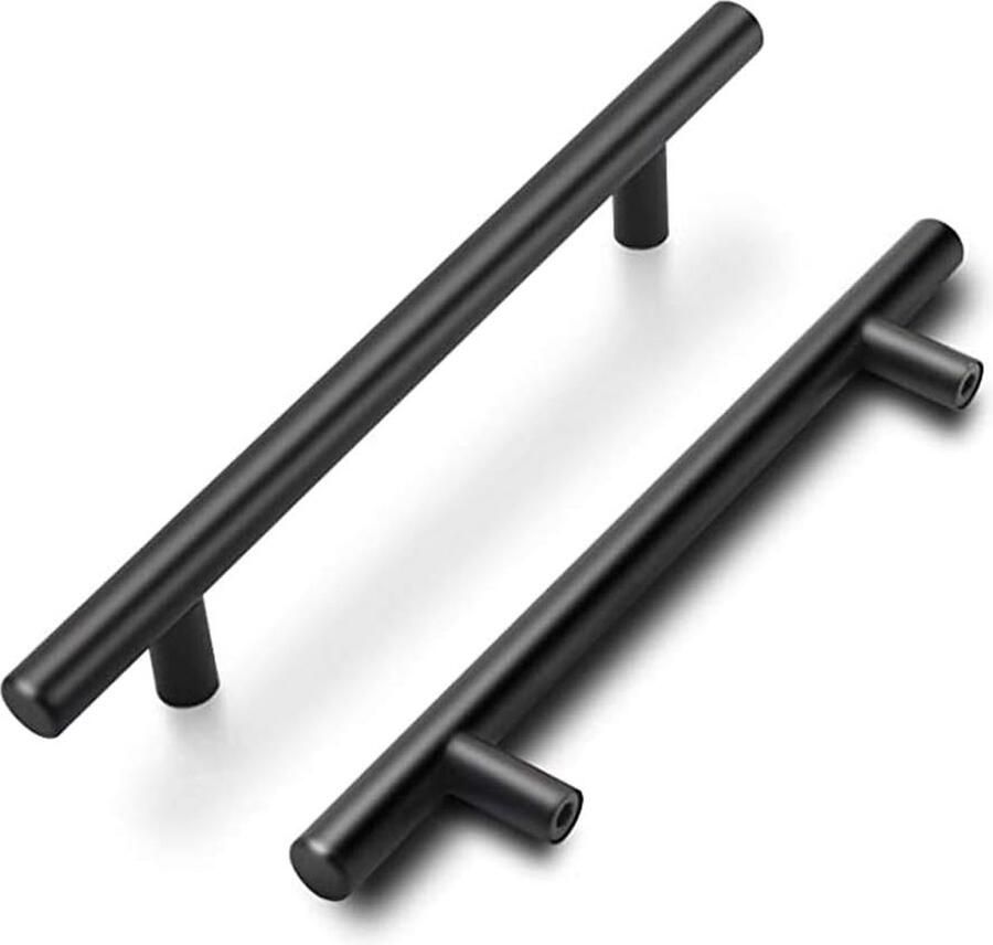 Goldenwarm Furniture Handles Black 128 mm Stainless Steel Tube for Cabinets Drawers Kitchen and Bathroom Furniture Diameter: 12 mm Pack of 10