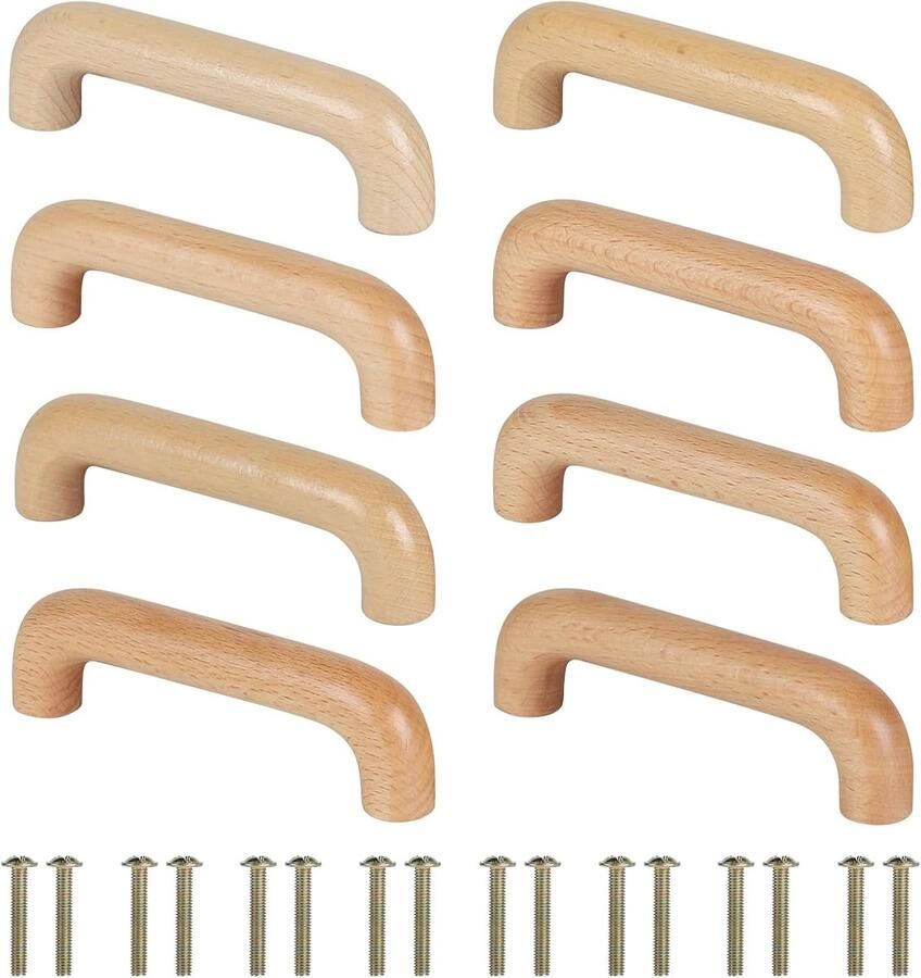 Furniture Handles voor Moderne Houten Meubels 96 mm Ladeknoppen voor Keukenkasten met Schroeven Gebogen Handgrepen voor Keukenlades en Kasten 8 Stuks