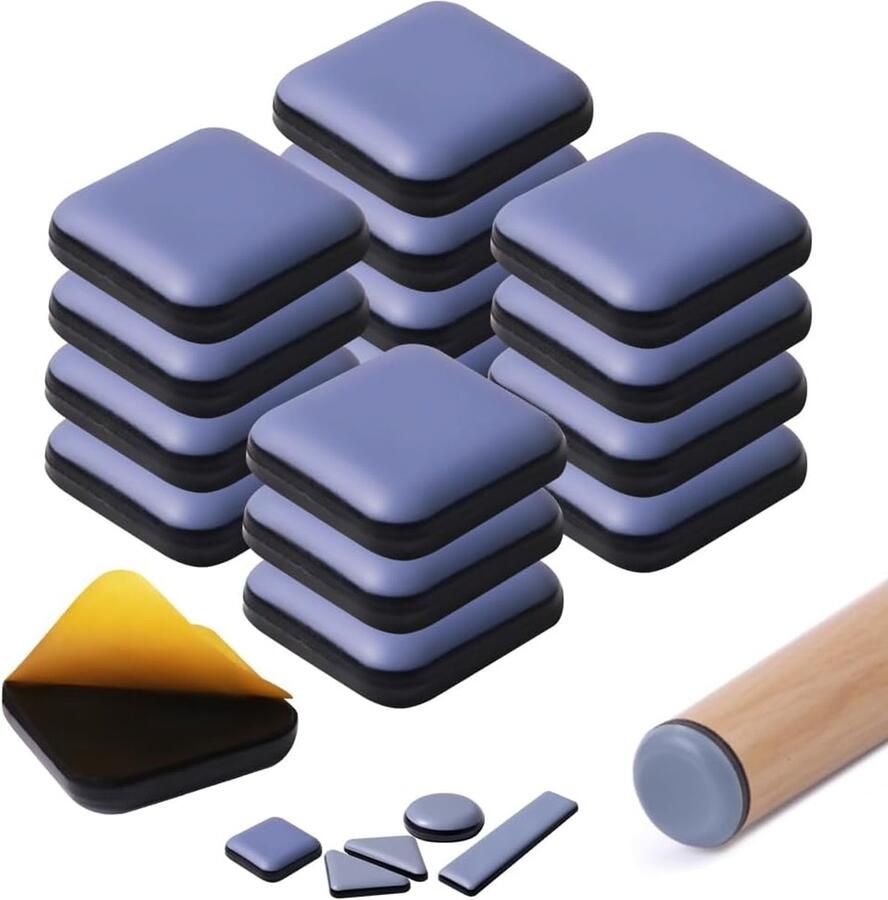 Furniture Sliders voor Tapijt en Houten Vloeren Zelfklevende Meubelglijders Pads (Vierkant 25mm 16)