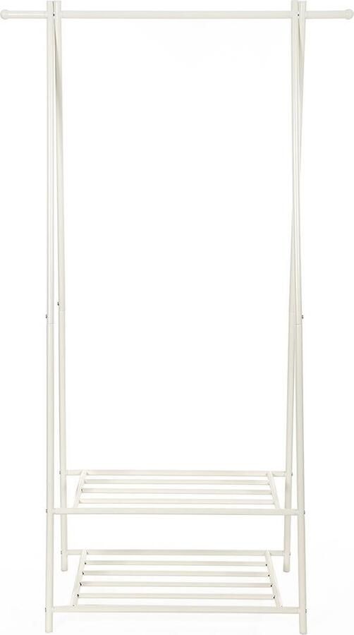 Metalen kledingrek kledingstang kapstok met schoenenrek 87 5 x 155 x 41 cm (bxhxd) crèmewit HSR05W - Foto 2
