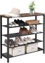Vasagle -schoenenrek met 4 Lagen voor 16-20 Paar Schoenen voor de ingang gang metaal industrieel ontwerp vintage 100 x 30 x 92 5 cm donkerbruin - Thumbnail 1