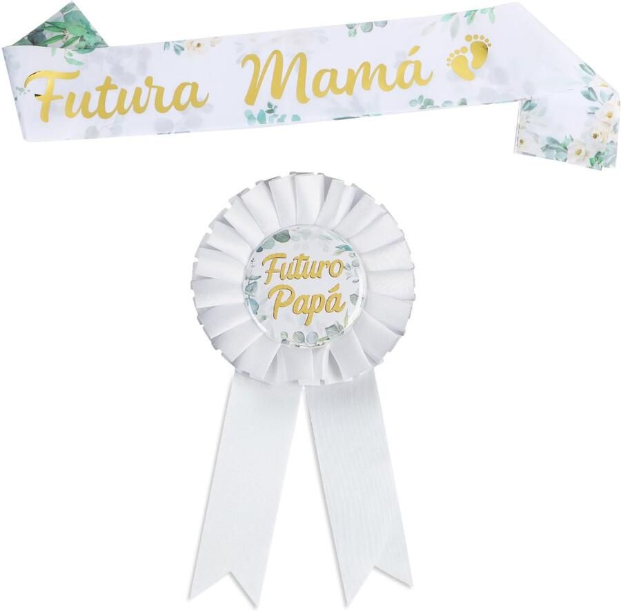 Futura Mamá headband and future brooch Papá Spanish version decoration birth