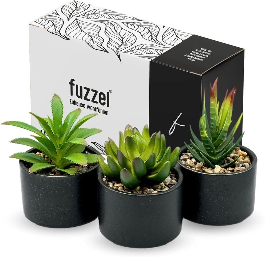 Fuzzel kunstplanten 3 stuks kunstplanten zoals echte – decoratie woonkamer badkamer kantoor bureau – esthetische kamerdecoratie – kleine vetplanten