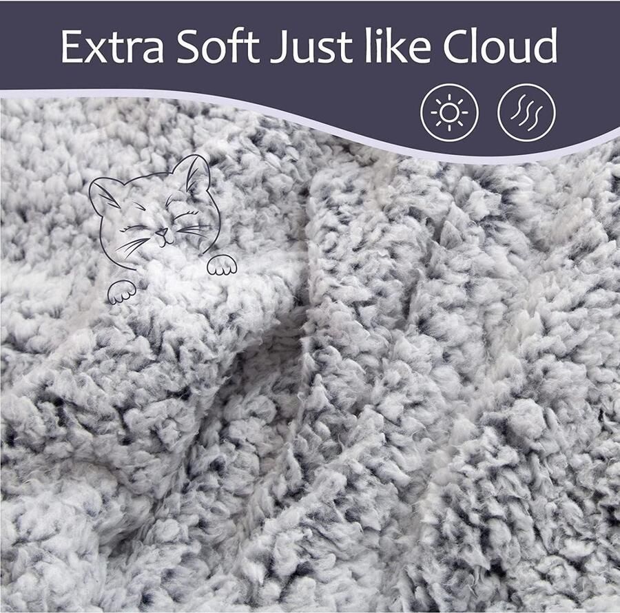 Fuzzy Fleece sierdeken Ultra zachte warme sherpadeken Microvezel gezellige deken voor bank of bank Lichtgewicht donzig en omkeerbaar Marineblauw 130 x 150 cm