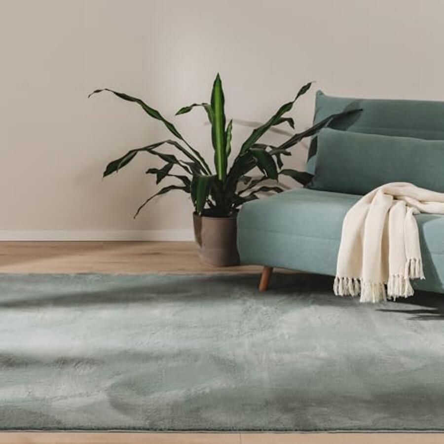 Fuzzy Green Carpet 200x290 cm Soft Non-Slip and Washable for Underfloor Heating