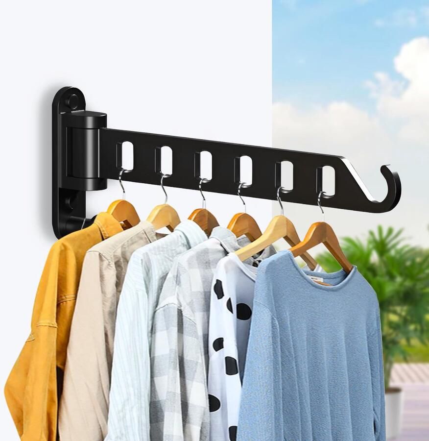 FWEEK 2-pack opvouwbare wandkapstokhaken opvouwbare kapstokhaken wandkledingrek droogrek 180° draaibare kapstokhaken kledingstang voor balkons badkamers wasruimtes slaapkamers zwart