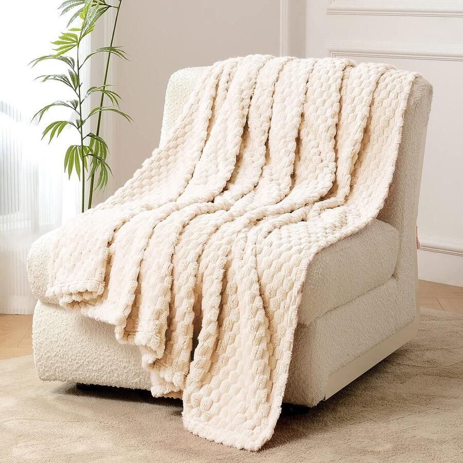 FY FIBER HOUSE Fleecedekens extra zachte donzige dekens lichtgewicht gezellige microvezel bankdeken wollen deken voor kantoor fauteuil en camping 150x200cm beige