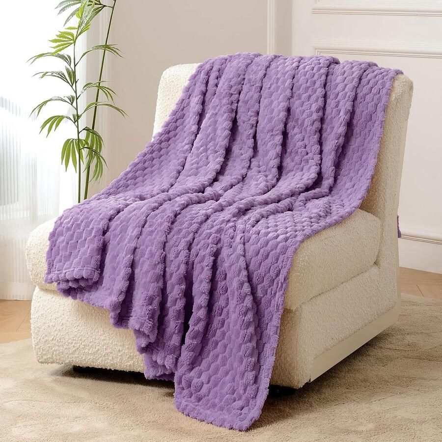 FY FIBER HOUSE Fleecedekens extra zachte donzige dekens lichtgewicht gezellige microvezel bankdeken wollen deken voor kantoor fauteuil en camping 150x200cm lavendel