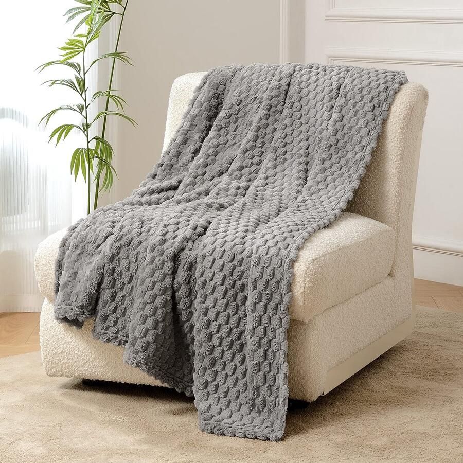 FY FIBER HOUSE Fleecedekens extra zachte donzige dekens lichtgewicht gezellige microvezel bankdeken wollen deken voor kantoor fauteuil en camping 130x150cm grijsachtig
