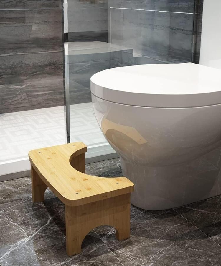 Fysiologische Bamboe Toilet Kruk Houten Treeplank 35 Graden Heavy Duty C-vormige Kruk Ergonomisch Ontwerp Natuurlijke Bamboe'hui\>Natuurlijke Bamboe Houten kruk