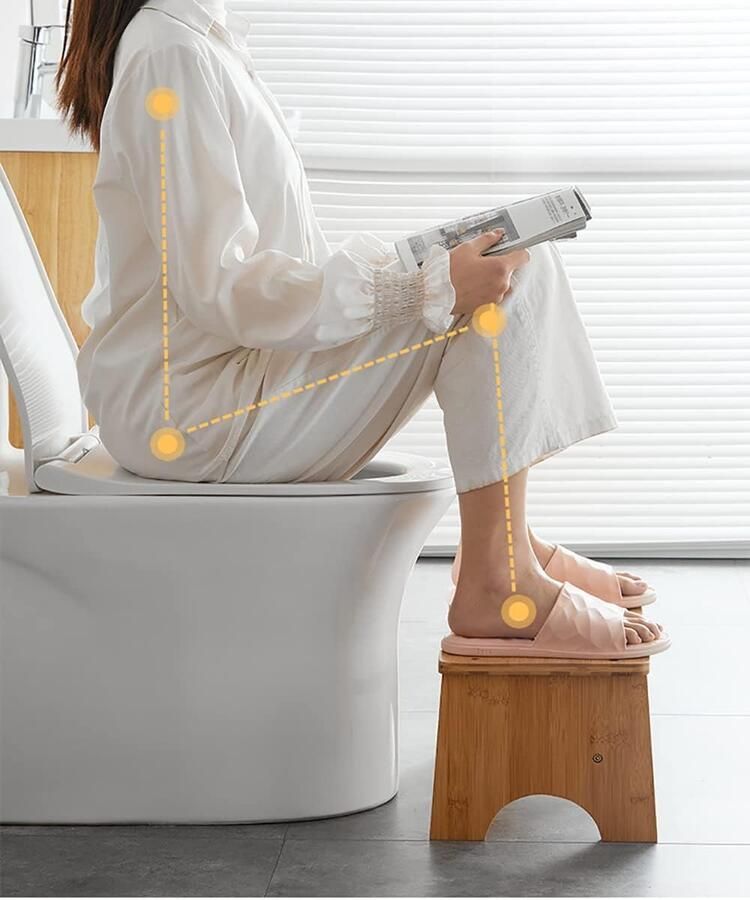 Fysiologische toiletkruk van bamboe Toiletverhogingsstoel Badkamer(primaire kleur 37 cm * 20 cm * 17 cm)