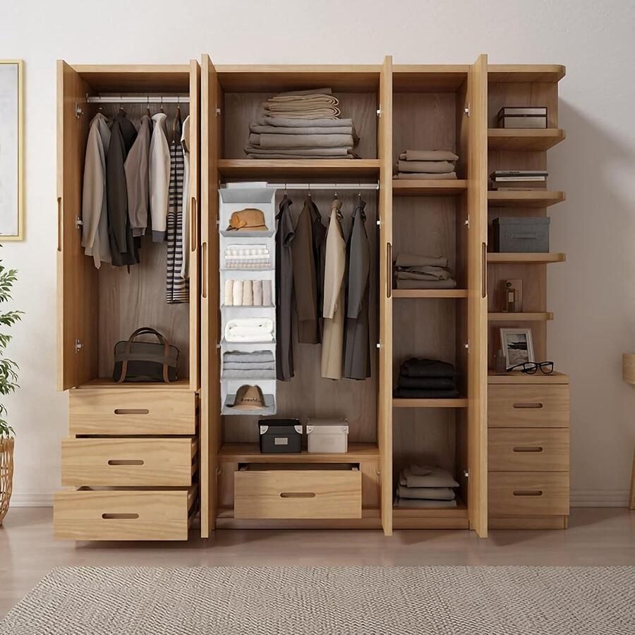 G Stoffen Hangende Kledingkast Opbergruimte Organizer 1 stuk Grijs Stof 20 cm