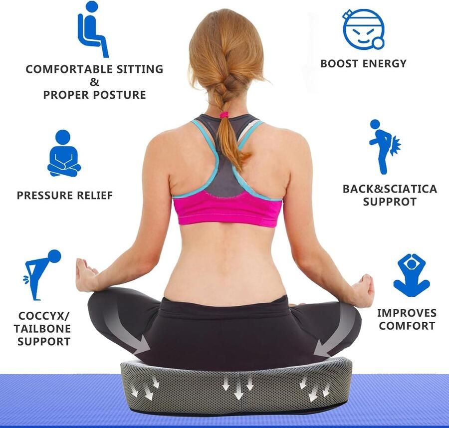 G1 Comfort traagschuim zitkussens voor bureaustoelen staartbeenondersteuning ergonomische stuitbeenkussens voor kantoor eet- en gamingstoelen rolstoelen autostoeltjes (grijs)