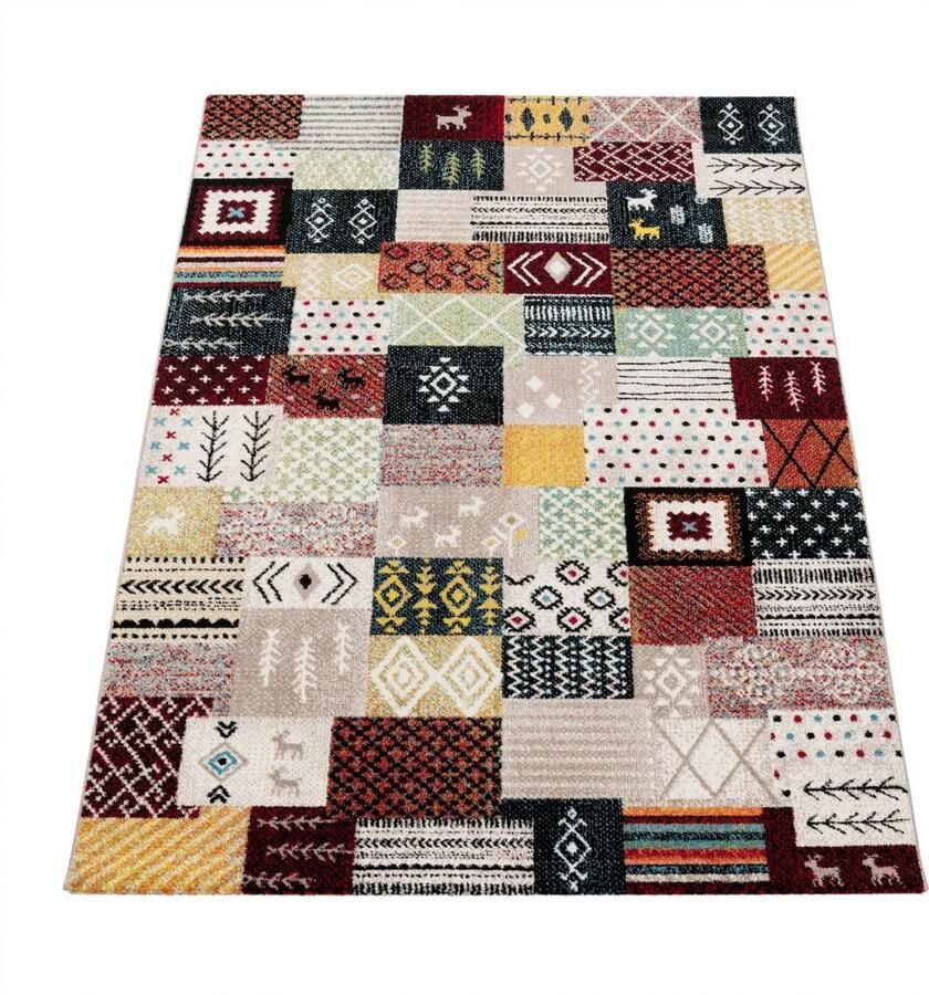 Gabbeh Style Rug – Traditional Patterns – Easy Clean – Modern Accent – Polypropylene – Soft & Durable