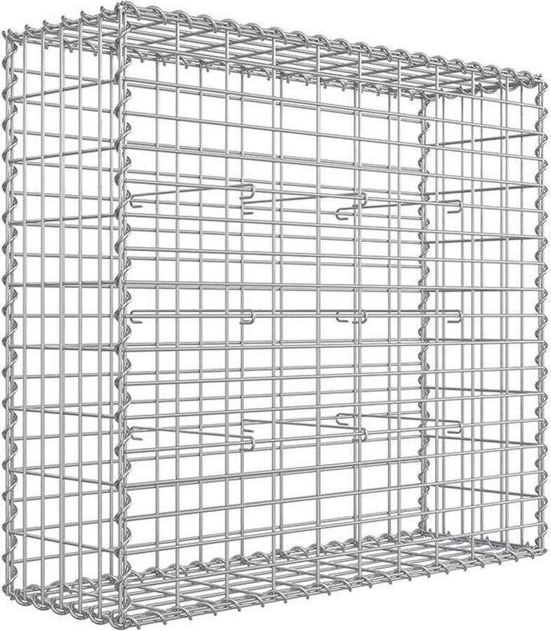 Rootz Living Rootz Gabion van metaalgaas Gabion Wall Gabion Basket Gabion Fence Gabion Structure Gabion Bench Zilver 100 x 90 x 30 cm (L x B x H)