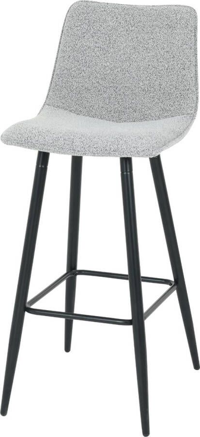 DS4U Gaby Barkruk Bouclé Grijs 75 cm Zithoogte Stijlvolle en Trendy Barstoel Fijne Bouclé Stof Verkrijgbaar in Chique kleuren Makkelijk in Onderhoud Comfortabele Zitting Stevige Zwarte Metalen Poten Handige Voetensteun - Foto 2