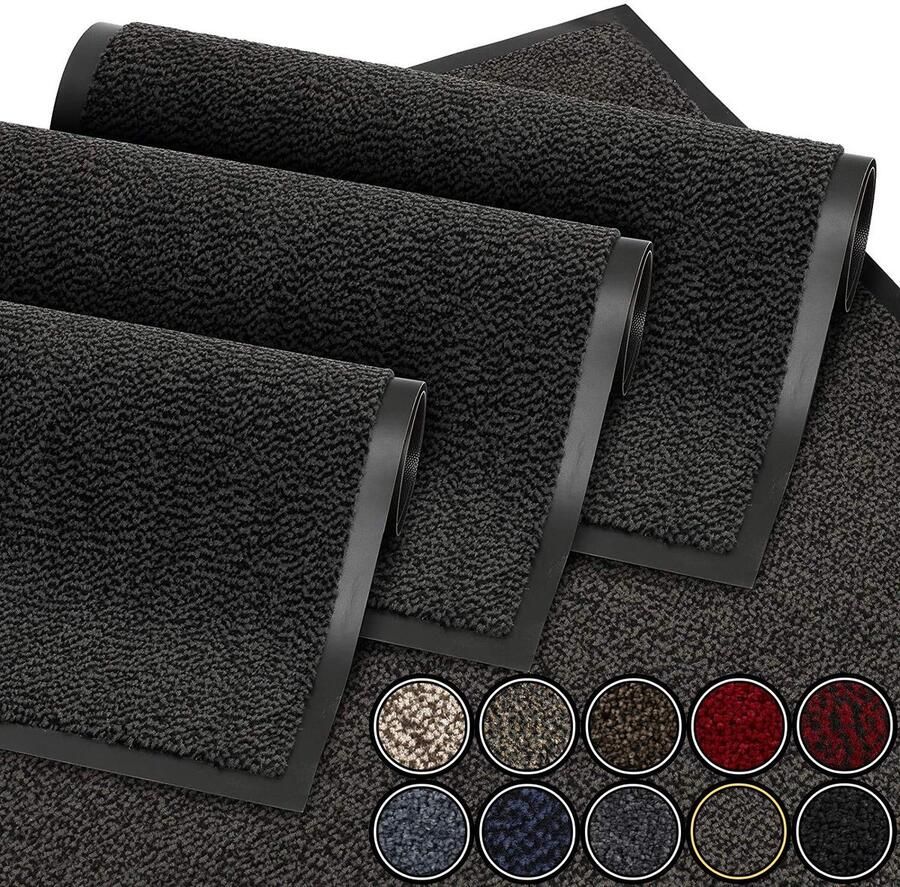 GadHome Deurmat Zwart Antraciet 60x90 cm Entree Deurmat Waterdicht Wasbaar Duurzaam Vuilvanger Antislip Vuilvanger Deurmat voor Voordeur Hal Entree Keuken Slaapkamer